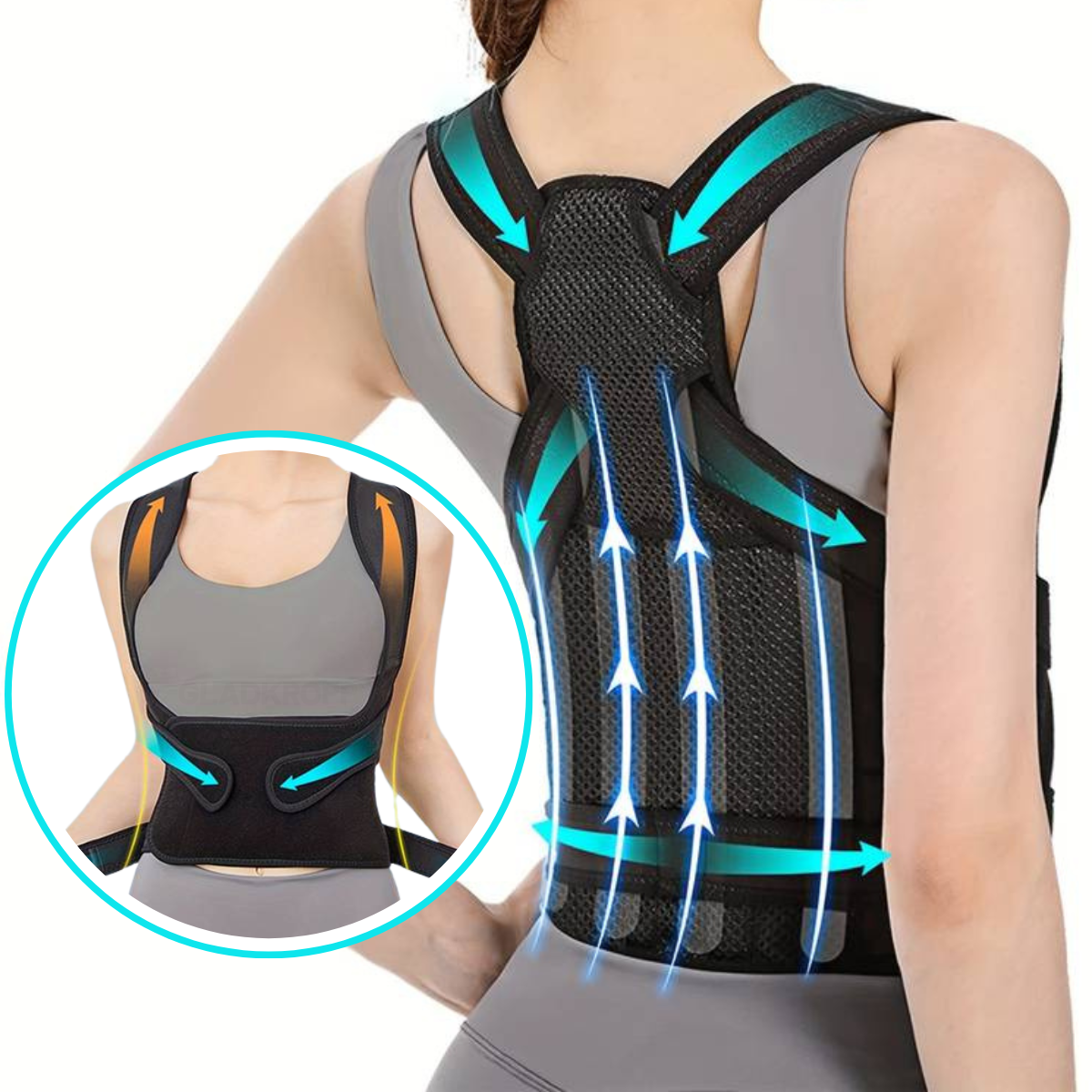 Ryggstöd för Bättre Hållning | Ergonomiskt Stöd för Rygg och Axlar | Skydd & Stöd | Gladkropp