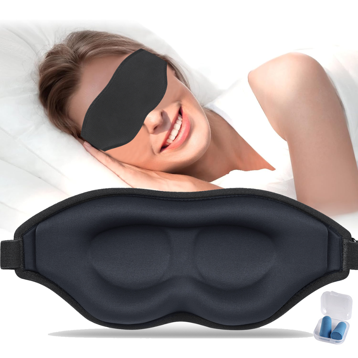 Sovmask 3D med öronproppar