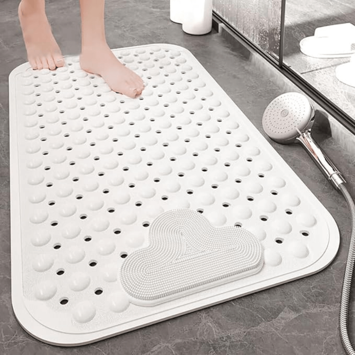 Halkfri duschmatta med massagecirklar