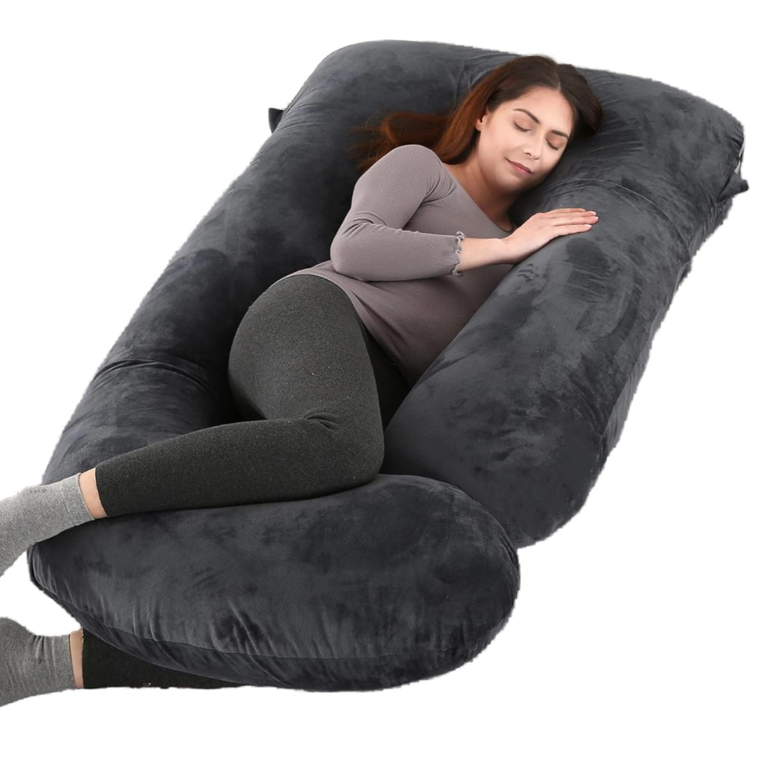 Gravidkudde U-form Svartgrå | Ergonomiskt Helkroppsstöd | Skydd & Stöd | Gladkropp